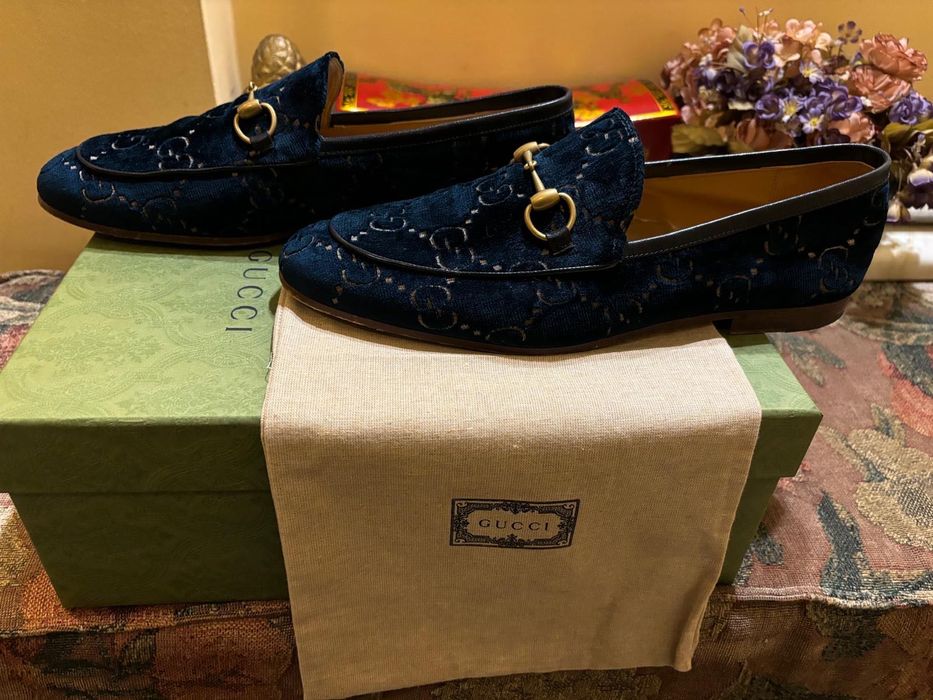 GUCCI - mokasyny welurowe, rozmiar 44