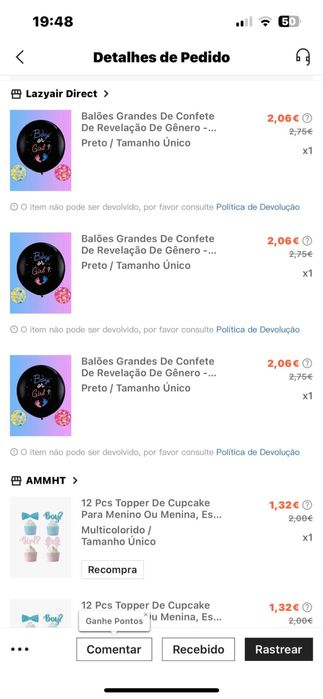 Produtos para fazer chá de revelação