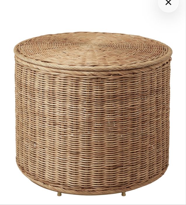 IKEA TOLKNING puf rattanowy ze schowkiem