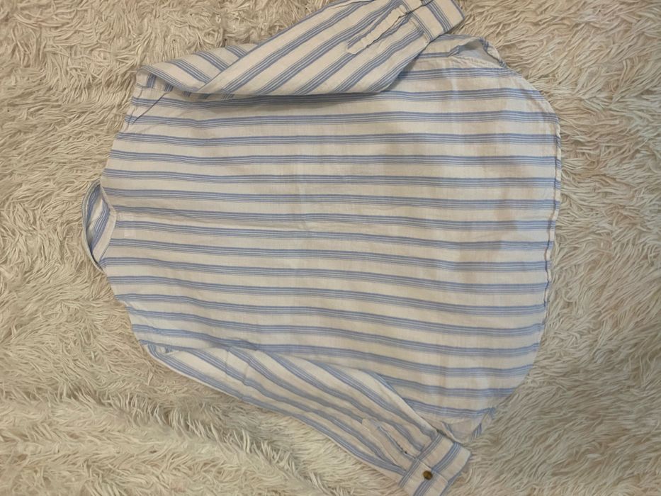 Лляная рубашка белая Zara 134-140 см 9-10 р
