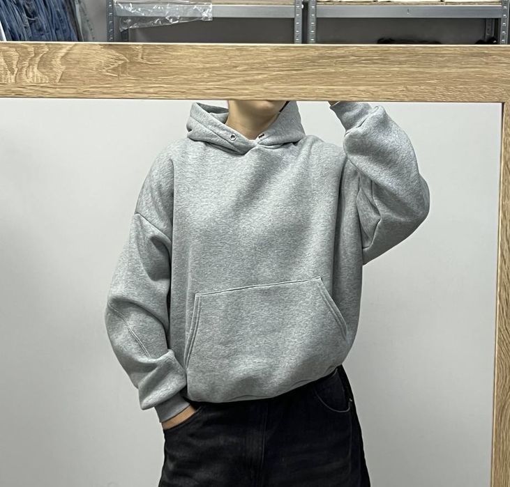 Новий оверсайз худі сірий Oversize hoodie rap широкий худи серый бегги с вишивкой
