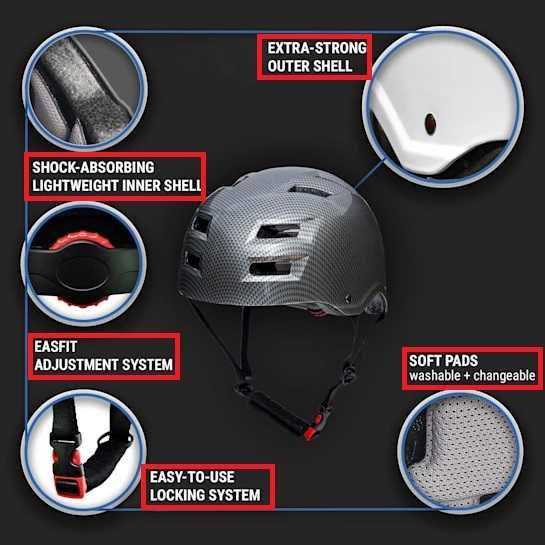 KASK Rower Rolki Deska Łyżwy Skull Cap CARBON roz. L