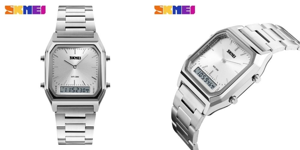 Elegancki ZEGAREK MĘSKI SKMEI Bransoleta Stal 304