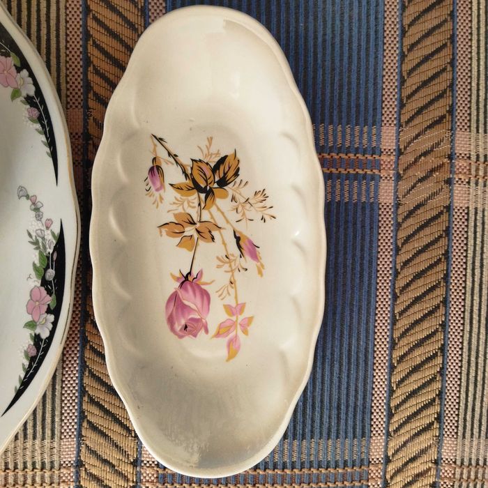 Набор посуды с перламутром (люстр), 7 предметов, розы