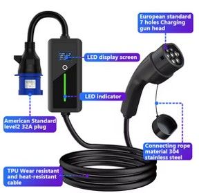 Carregador Portátil 7 kw - 32A -Type 2 - Veiculos Eletricos/ Hibridos