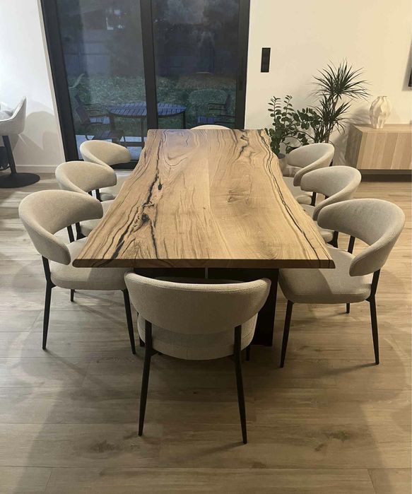 Stol Debowy Loft Design Monolit Zywica Modern Dab Lite Drewno