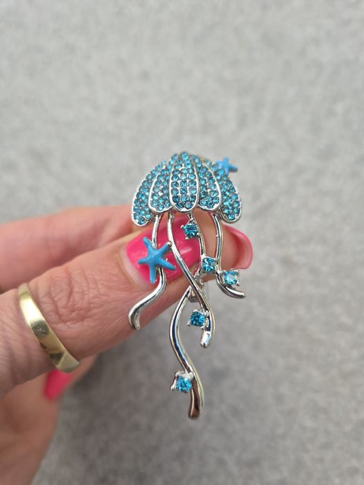 Broszka meduza niebieska