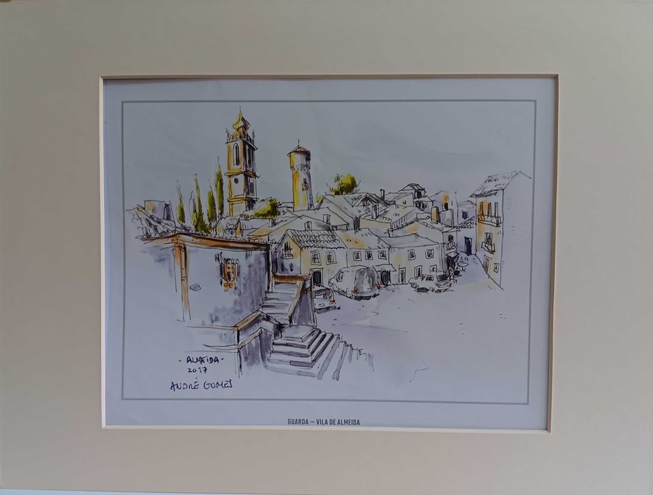 Guarda em litografia de aguarela de André Gomes