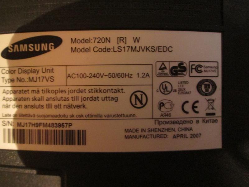 Монітор LCD 17" (43.2 см) Samsung 720N (R) монитор