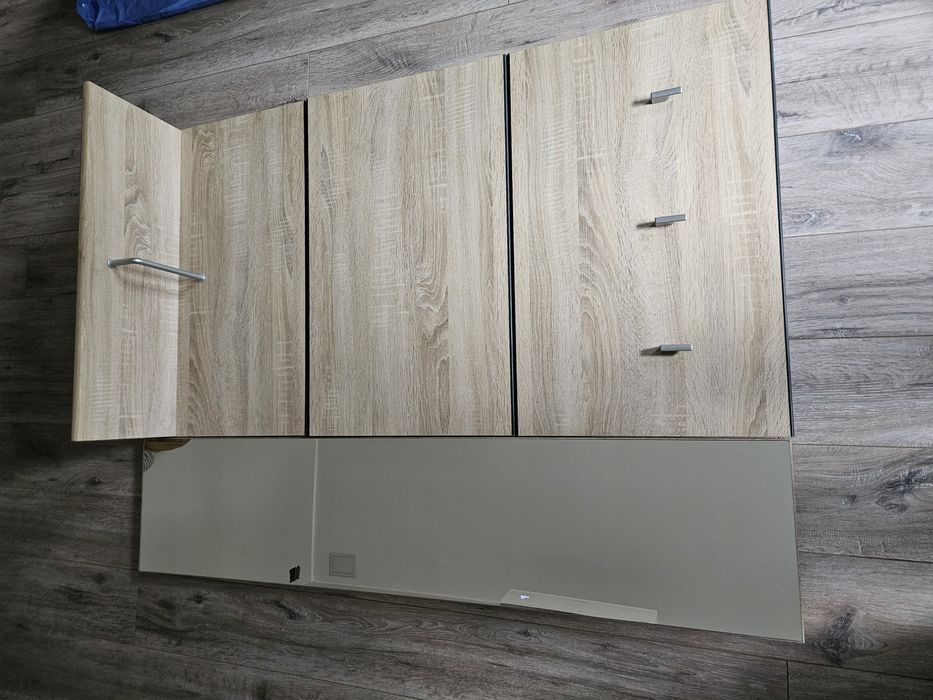 Wieszak do przedpokoju + lustro kolor drewno jasne