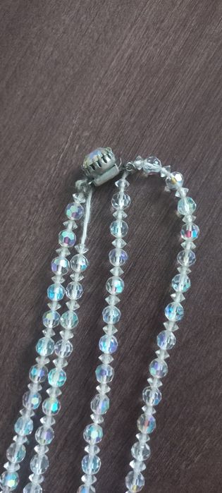 Naszyjnik i klipsy czeskie kryształki vintage