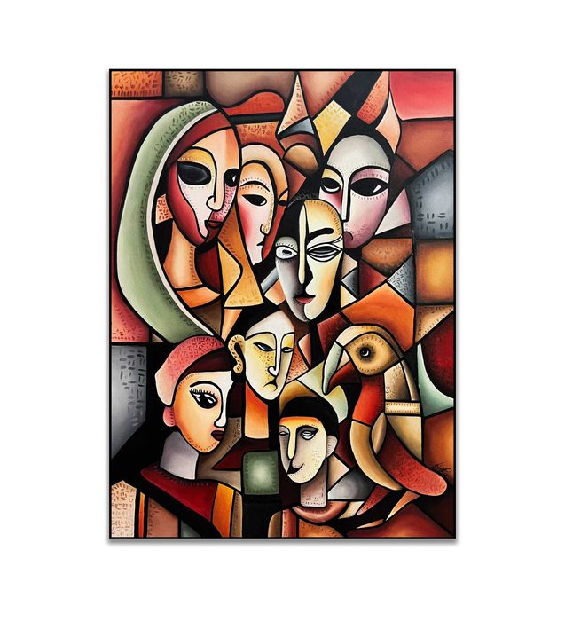 Obraz olejny kubizm – unikalne dzieło sztuki, ręcznie malowane 60x80