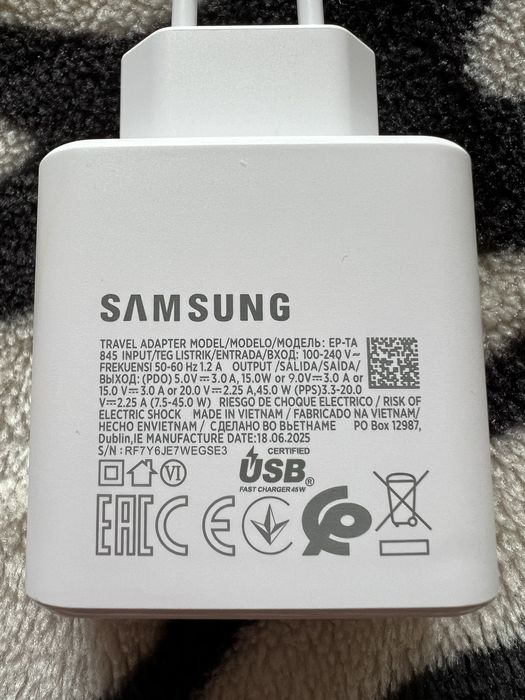 Adaptador Carregador da Samsung Carregamento Super Rápido 45W Novo