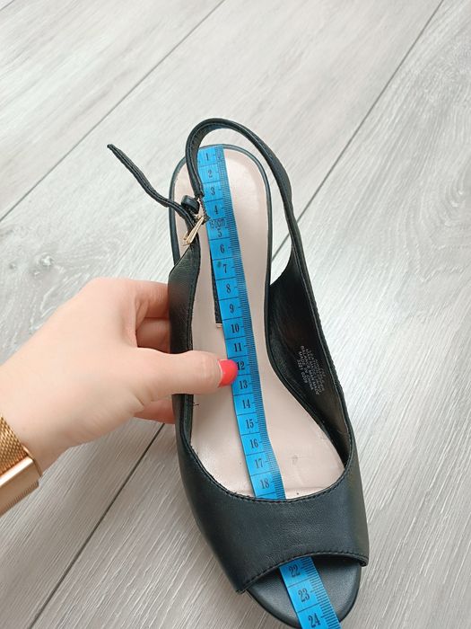 Czarne skórzane buty damskie szpilki sandały na obcasie 36 eleganckie