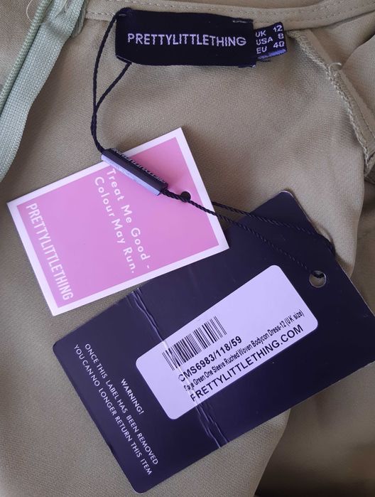 Стильное, драпированное, ассиметричное мини плаття prettylittlething