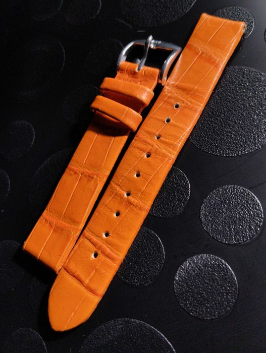 Bracelete CROCOCALF laranja, largura 16mm, como nova. Relógio senhora