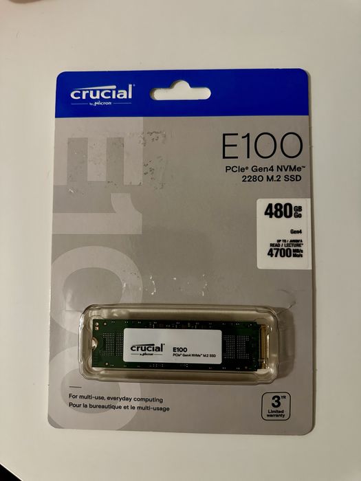 NVMe M.2 Crucial E100 480GB Selado