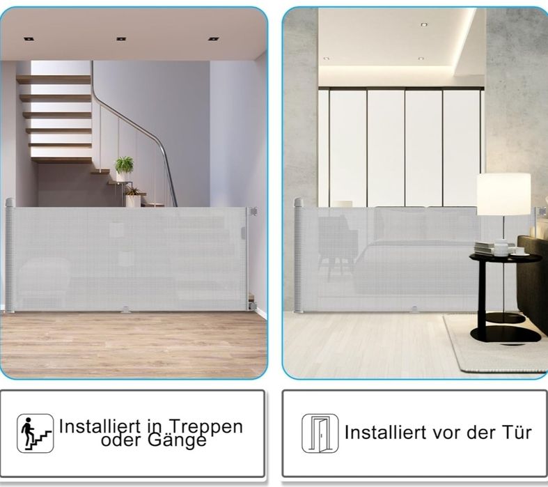 Bramka ochronna na drzwi dla dzieci wysuwana 0-300cm szara barierka