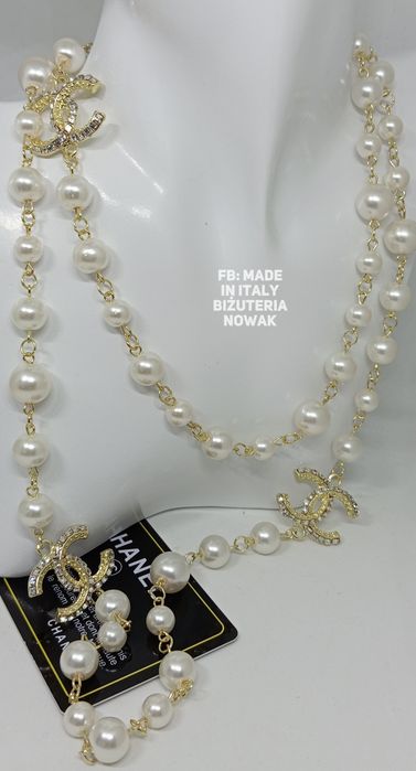 Naszyjnik korale cc sztuczne perły chanel