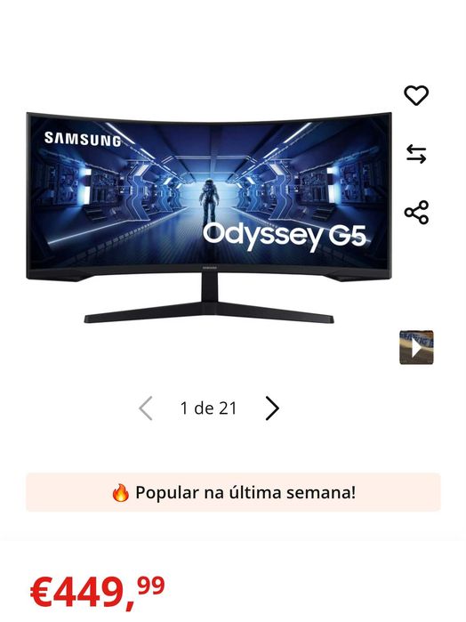 Monitor samsung curvo 34"