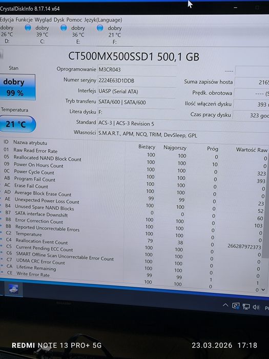 Crucial MX500 500GB SSD SATA 2.5"