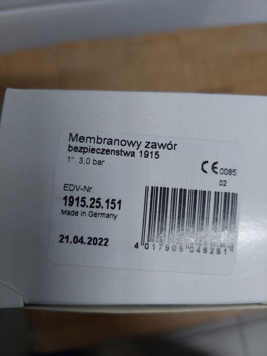 Membranowy zawór bezpieczeństwa 1" 3 bar.