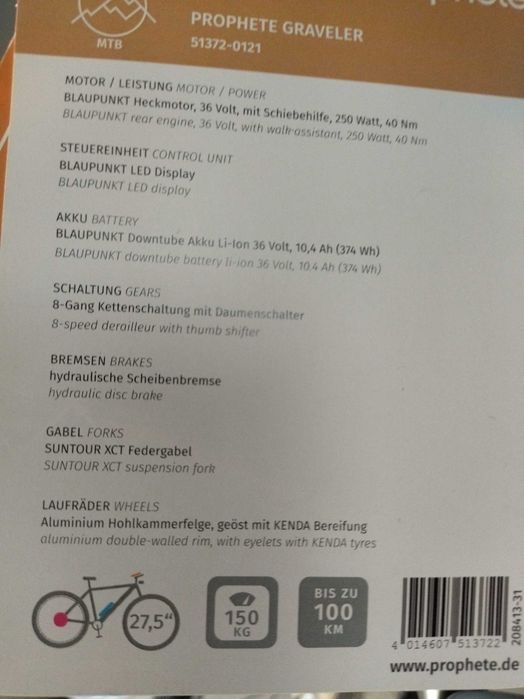 Rower E-bike Prophete Graveler MTB
