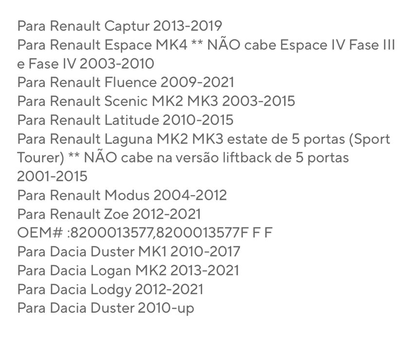 Luz matricula renault - varios modelos