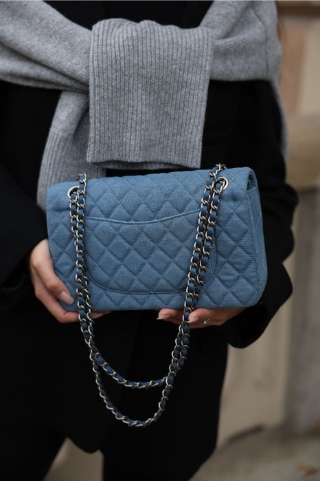 Сумка Chanel Classic 2.55 Small Single Flap Denim/Silver