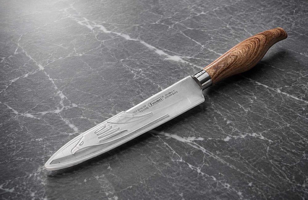 Кухонный универсальный нож с деревянной ручкой и чехлом 24 см