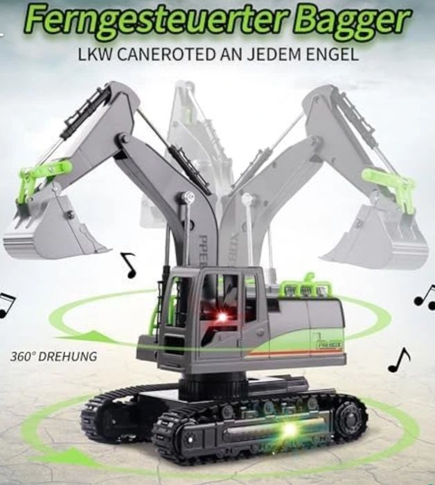Koparka na gąsienicach zdalnie sterowana muzyka,swiatla, 2 akumulatory