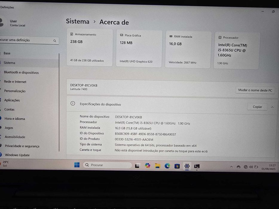 Portátil Dell Latitude 7400 – i5, 16GB RAM, SSD 256GB64730300070531121