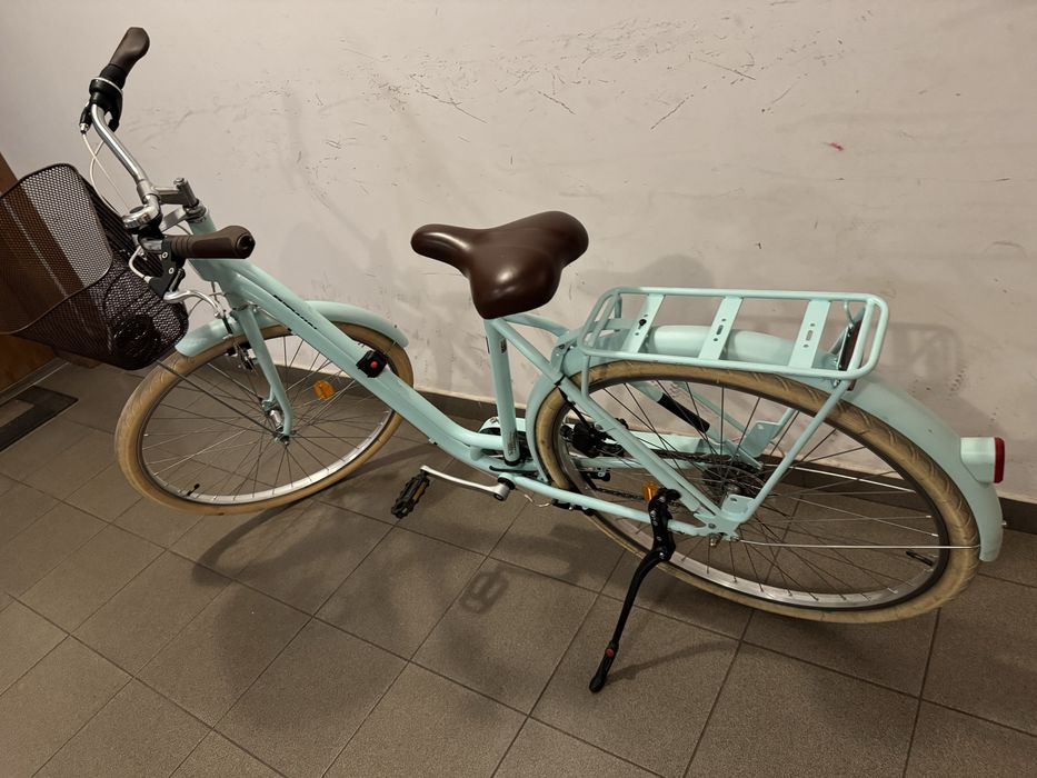 Rower miejski damski Btwin kolor mietowy koła 28