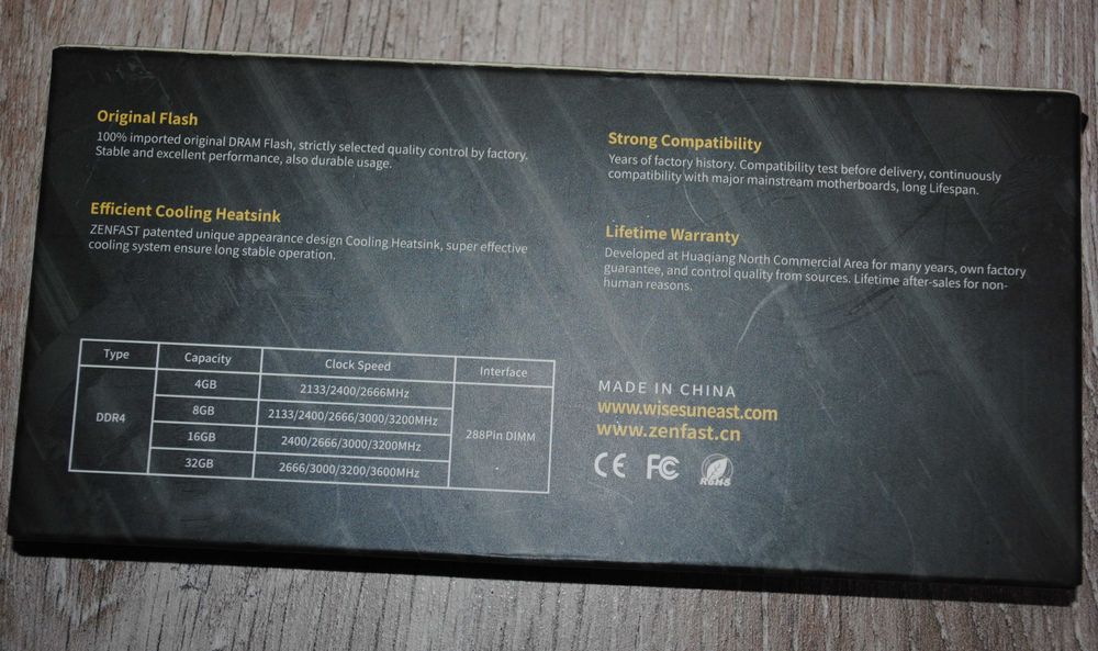 Оперативна пам'ять zenfast  ddr4  2133mhz pc4-17000  zsd4-8g21p17-p .