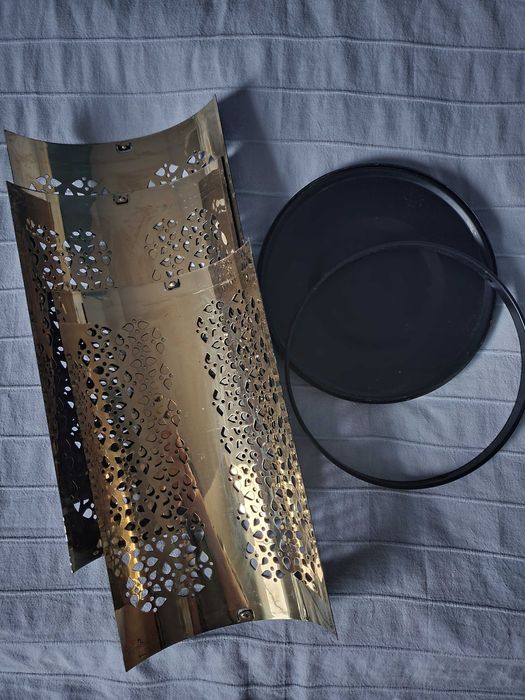 Metalowy, czarno-złoty lampion Ikea, ozdoba, dekoracja, STABBIG