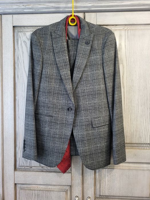 Костюм чоловічий сірий Giotelli slim fit (в клітинку/ кашка)