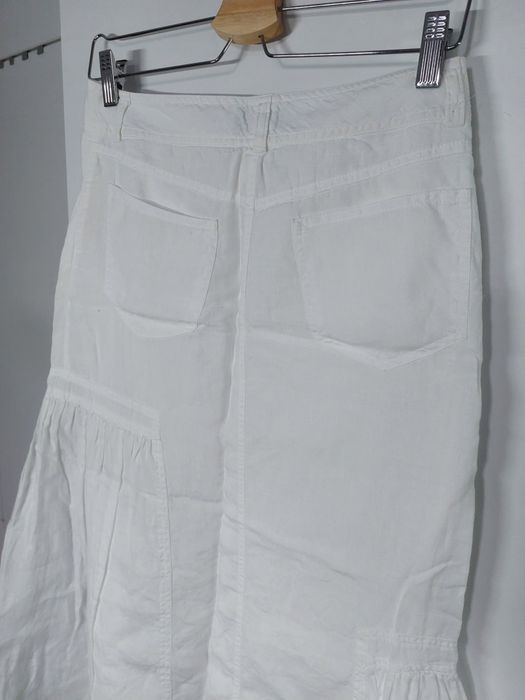 Biała spódnica midi 36/S długa spódnica boho biała spódniczka len 100%