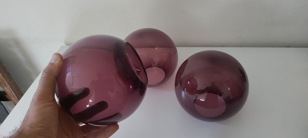 Vintage glass globes for lamp. Purple color