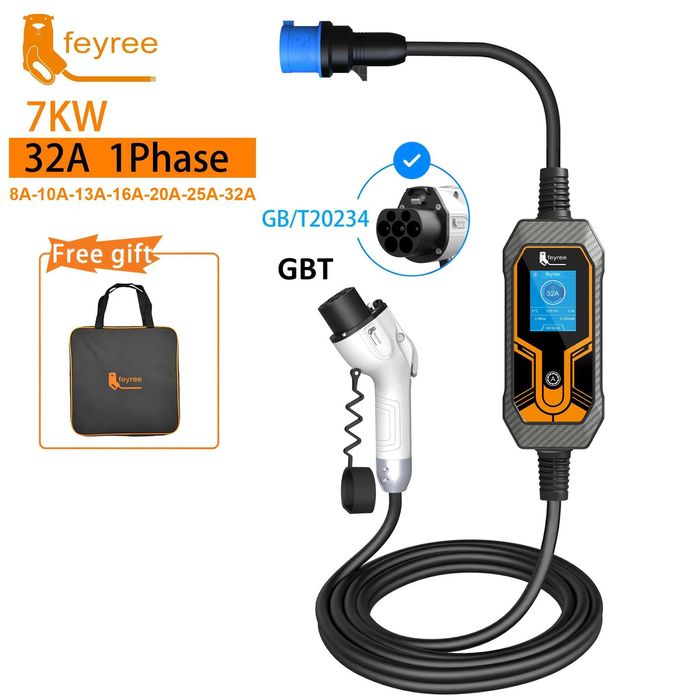 Зарядка Зарядний пристрій Feyree 7kW 32A Tesla Type 1 Type 2 GBT