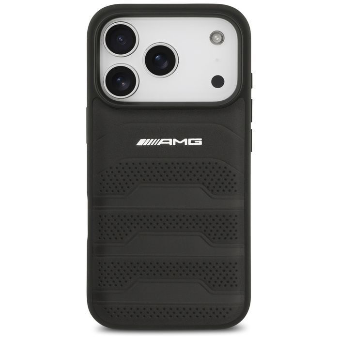 Etui AMG Leather Debossed Lines Logo do  iPhone 17 Pro czarny