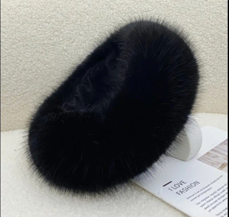 Хутряна пов'язка на голову пов'язка молочна чорна беж шоко з хутра ХІТ