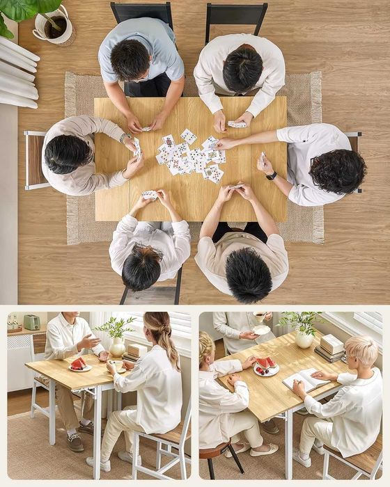 Stół do jadalni rozkładany ,dąb naturalny ,białe nogi