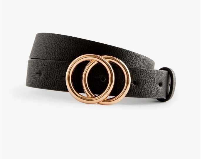 Czarny - Czarny Pasek ze Złotą Klamrą NEXT Xlarge  130 cm