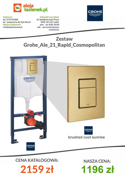 Grohe RAPID SL podtynkowy zestaw WC 3w1, przycisk ZŁOTY MATOWY