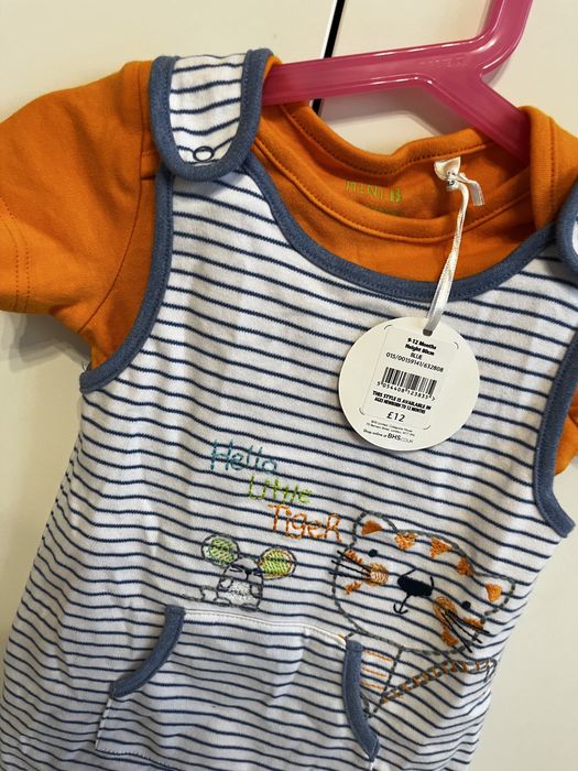 Nowy komplet pajacyk + bluzka dla chłopca body 9-12 m 80 cm
