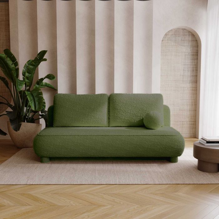 Wygodna Sofa Kanapa ABRIGO Rozkładana Funkcja Spania Pojemnik BOUCLE
