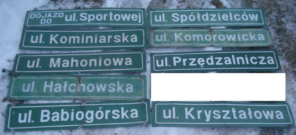 Stare tablice metalowe prl ulice szyldy