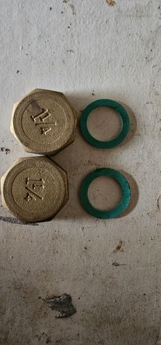 2x Zaślepka dekiel zakrętka 5/4 1i1/4 mosiądz + uszczelki