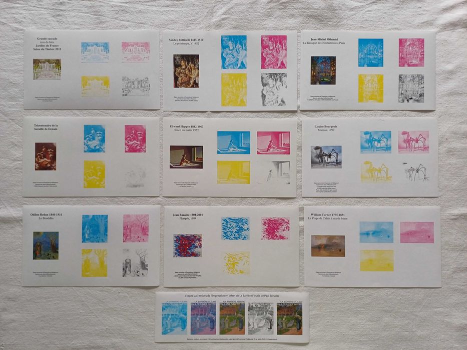 Philately - 10 Color Proofs of French Stamps
