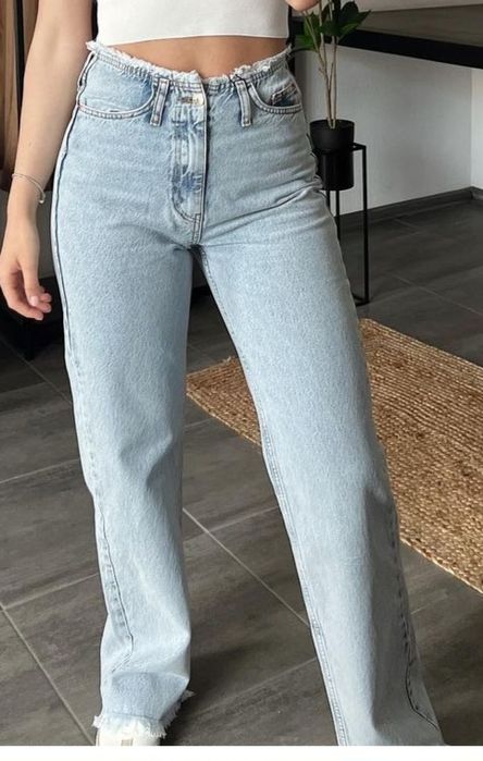 Джинси прямі необроблених верх та низ